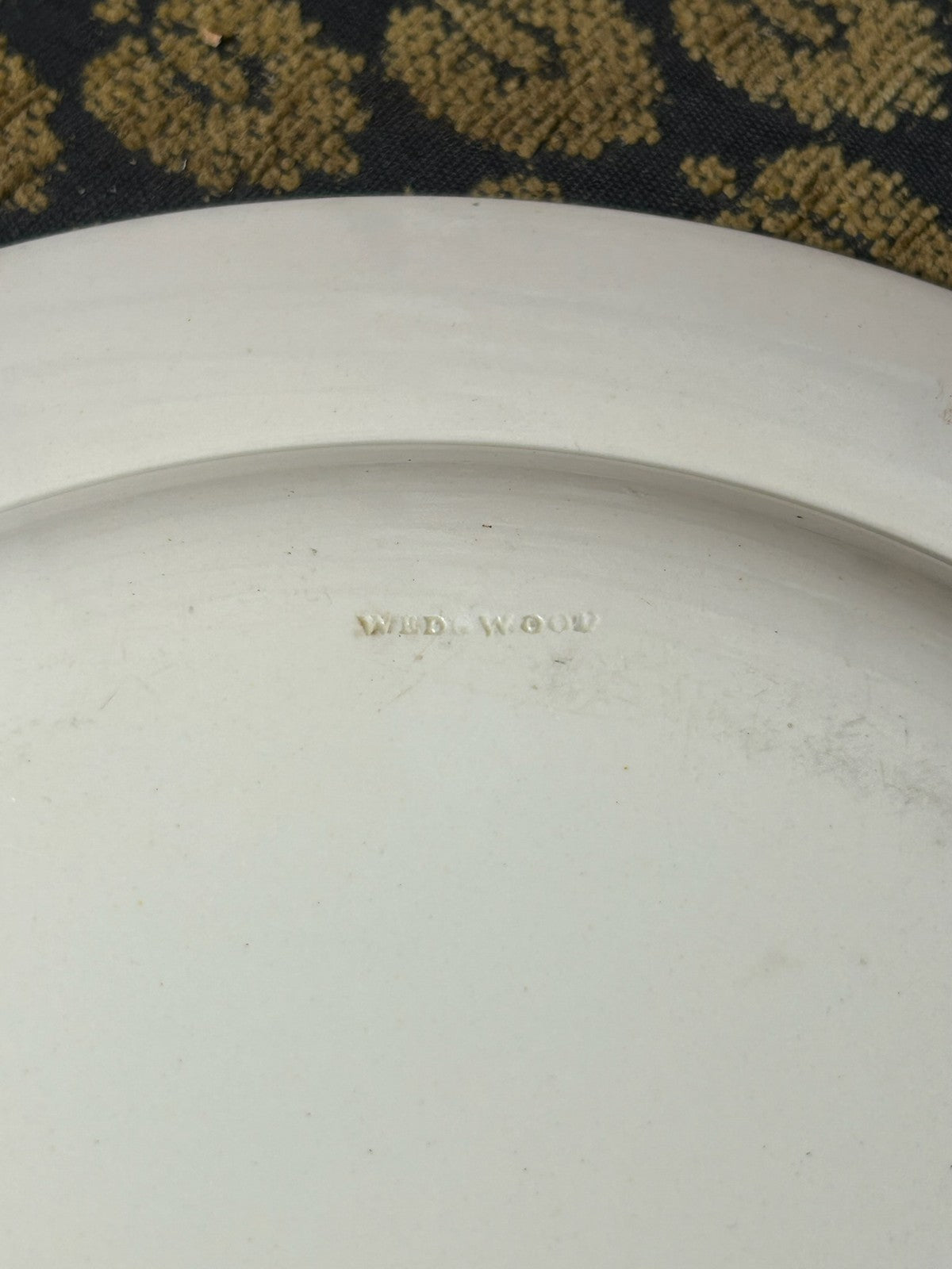 Antique Wedgwood Creamware Plate Brown Leaf Border c1800 Impressed Mark2