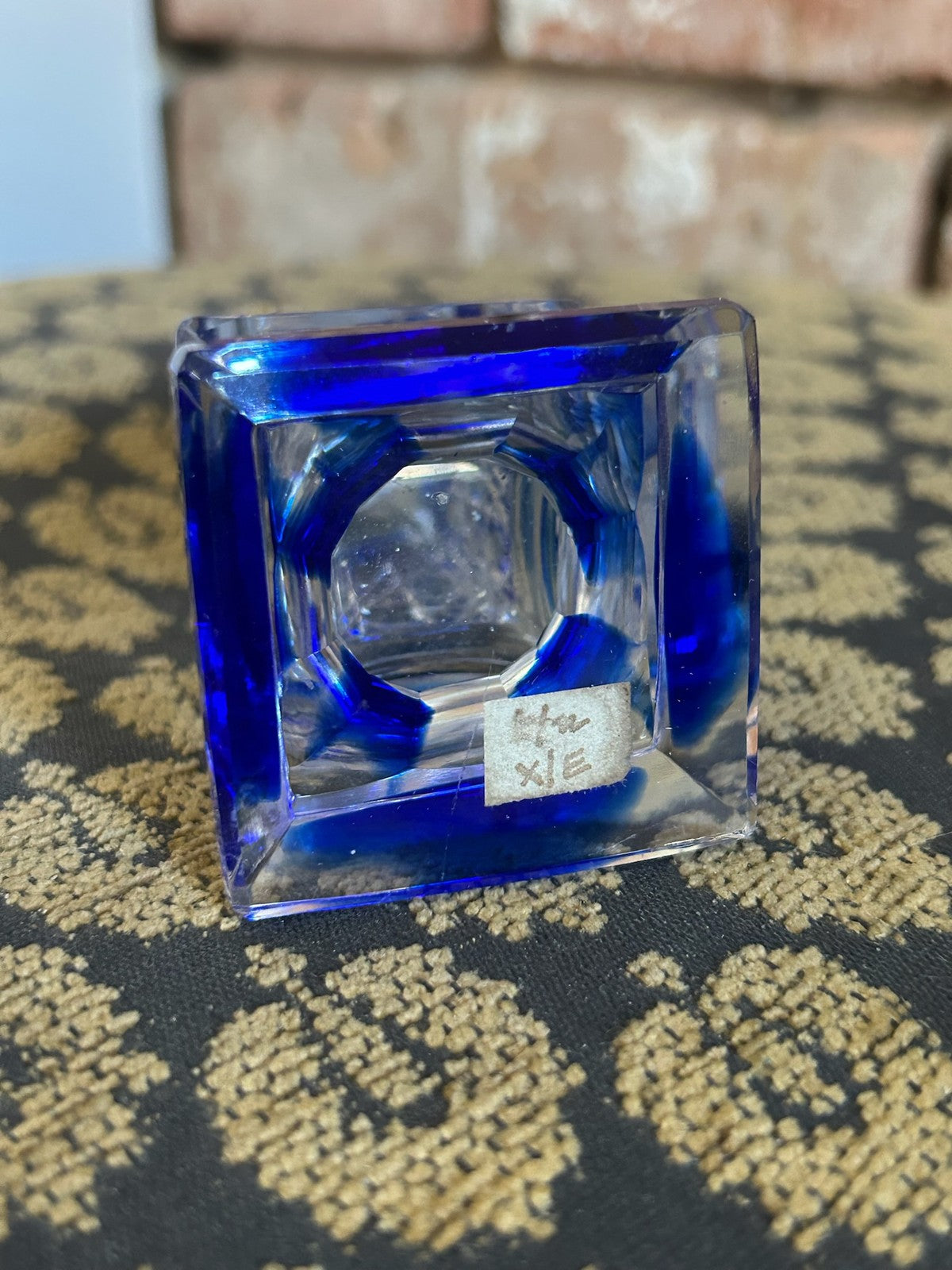 Vintage Czech Style Cut Crystal Perfume Atomiser Cobalt Blue Base Gilt Head6