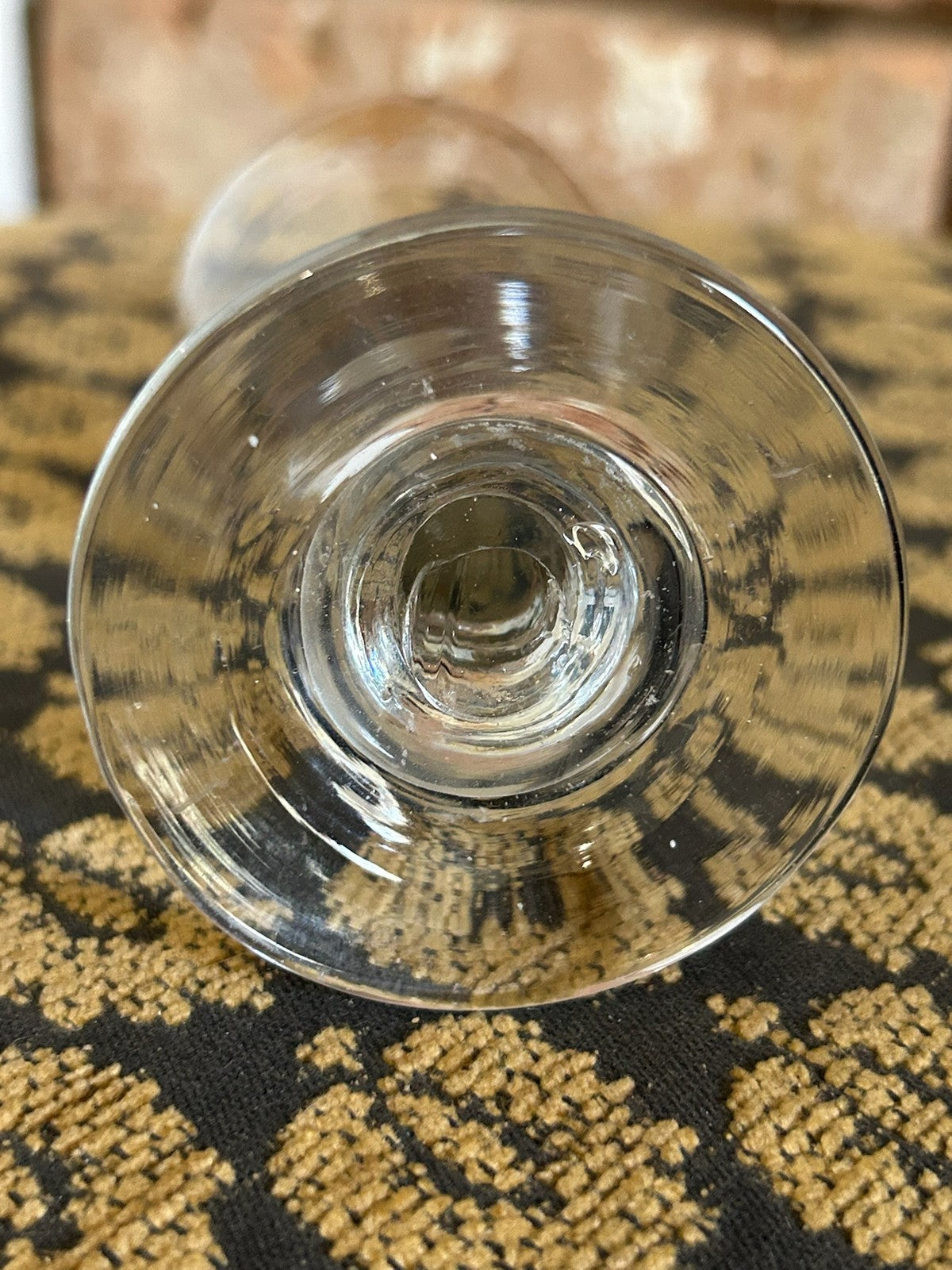 Antique Hand Blown Wine Glass Gilt Ribbon Bow Swags Rose Sprays Pontil Gilt Rim4