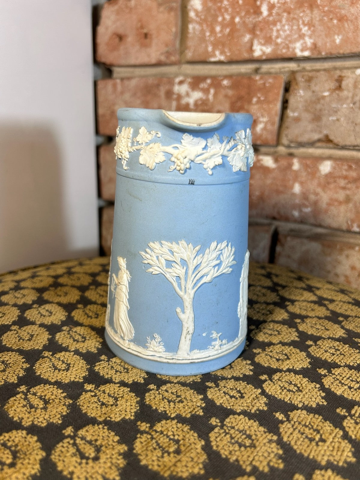 Antique Blue Jasper Dip Jug White Classical Figures Relief4