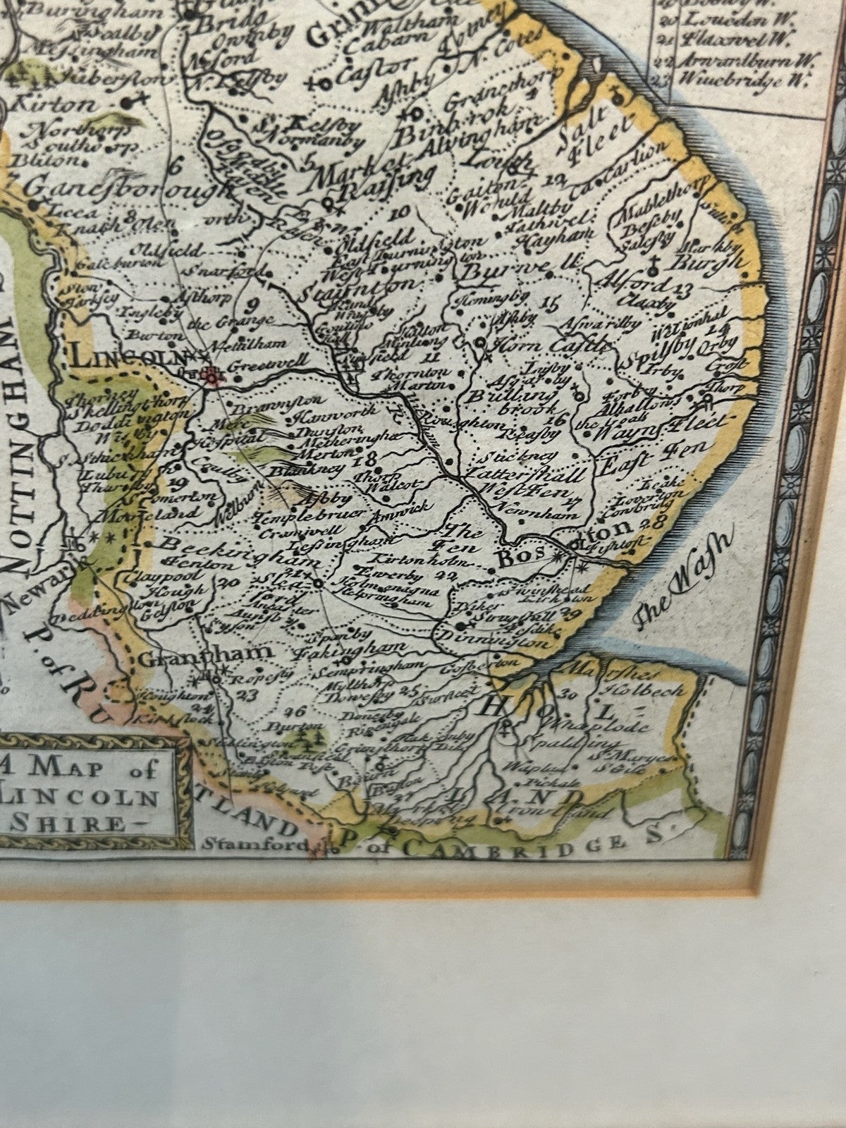 Owen Bowen Britannia Depicta Road Nottingham to Grimsby Lincolnshire Map c17205