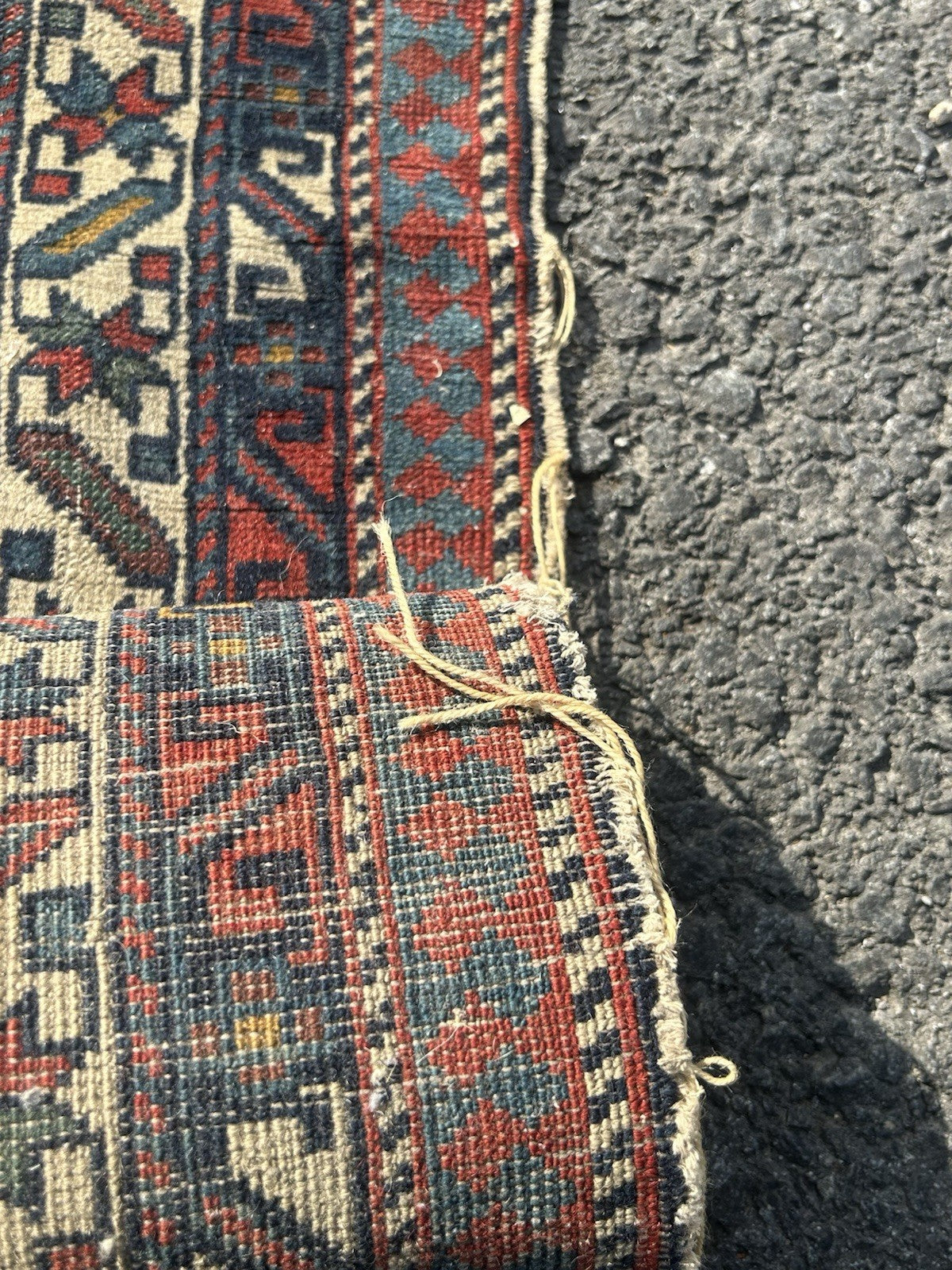 Antique Caucasian Kuba Rug c1900 Blue Lattice Chichi Hand Knotted Wool 127x155cm20