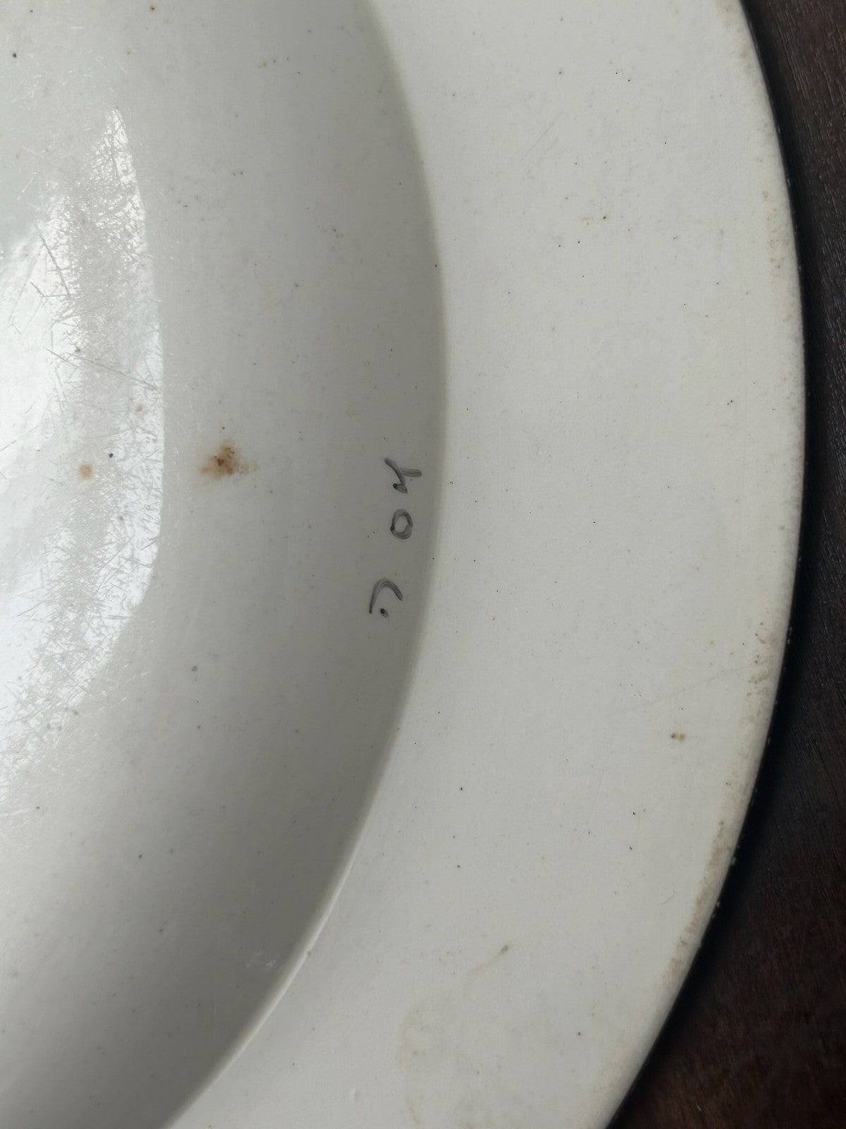 Antique Davenport Creamware Plate Hand Painted Green Vine Leaf Border Impressed6