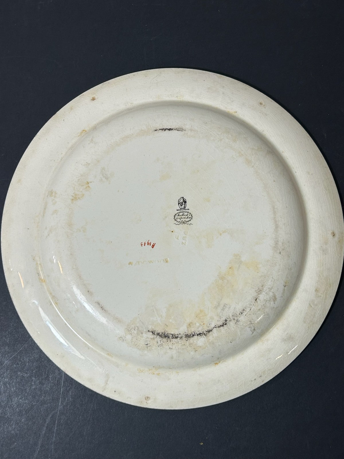 Antique Wedgwood Queens Ware Crested Plate Eagle Laurel Mortlocks 1887 25cm1