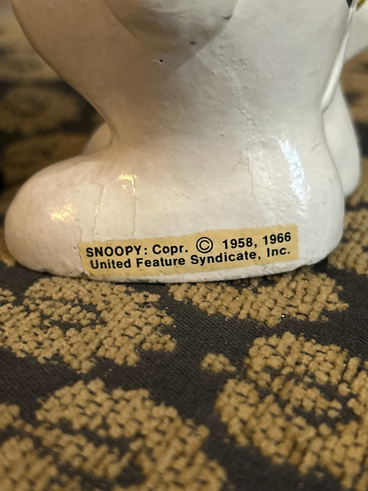 Two Vintage Snoopy Ceramic Money Boxes Peanuts United Feature Syndicate 196610