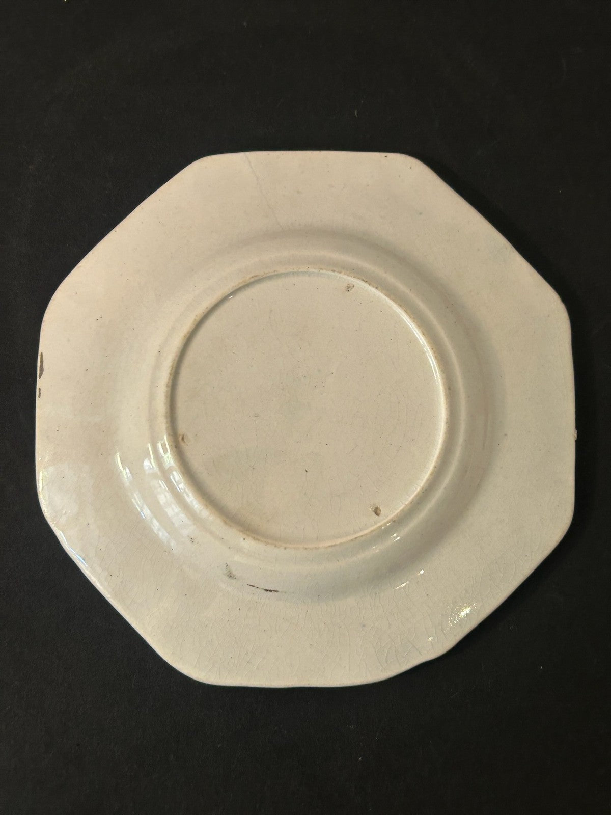 Antique Staffordshire Child's Plate Too Much of a Good Thing Octagonal Transfer1