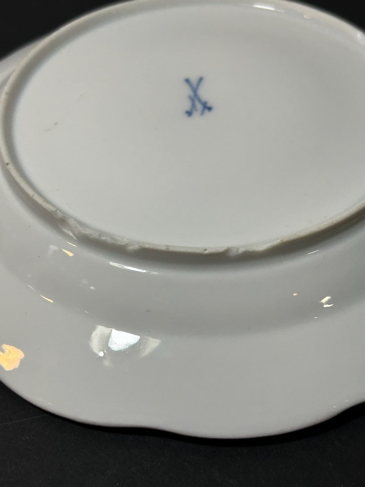 Antique Meissen Porcelain Plate Deutsche Blumen Basketweave Border 19cm A/F3
