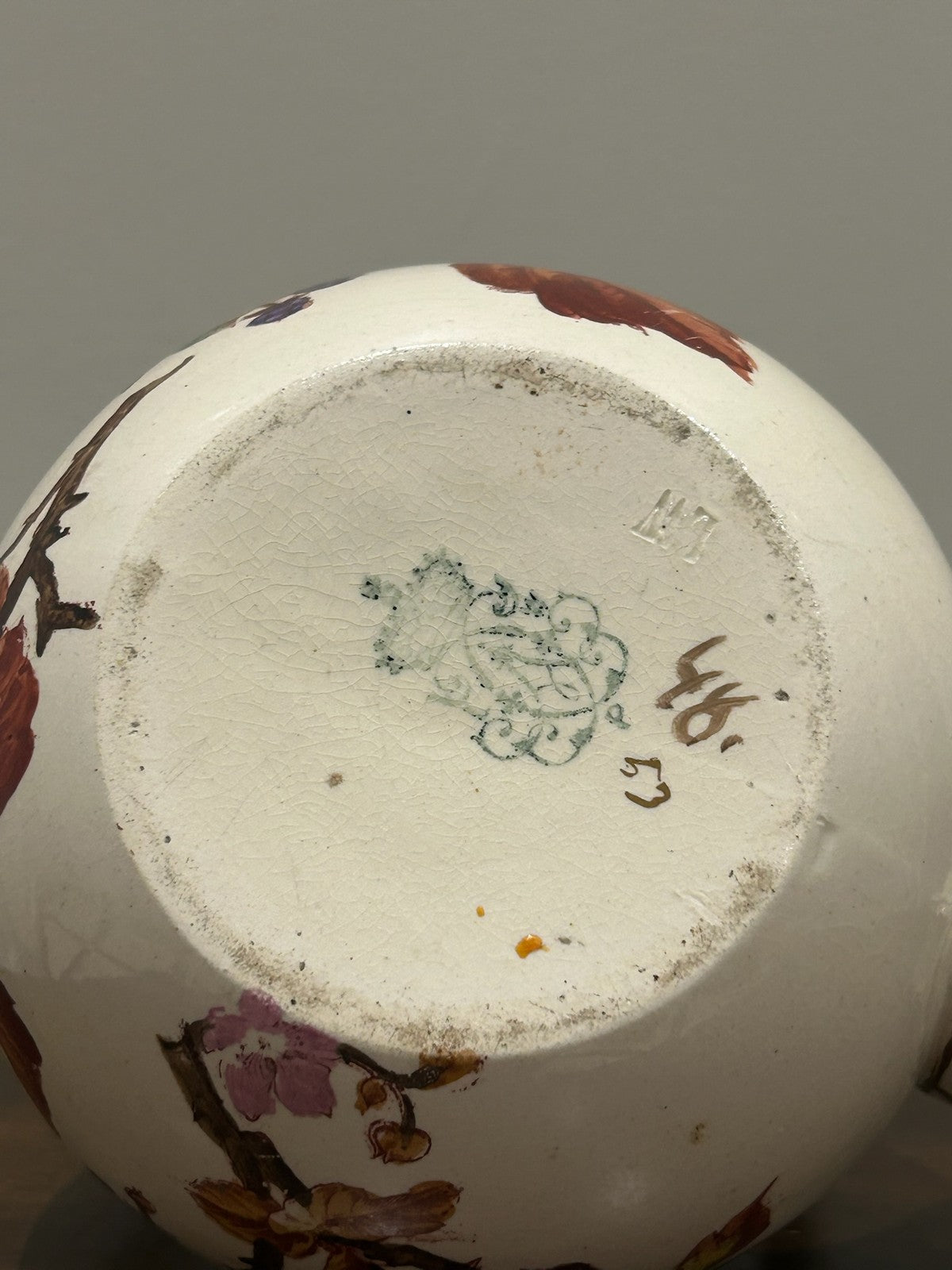 Victorian Aesthetic Movement Teapot Hand Painted Autumn Leaves Berries5