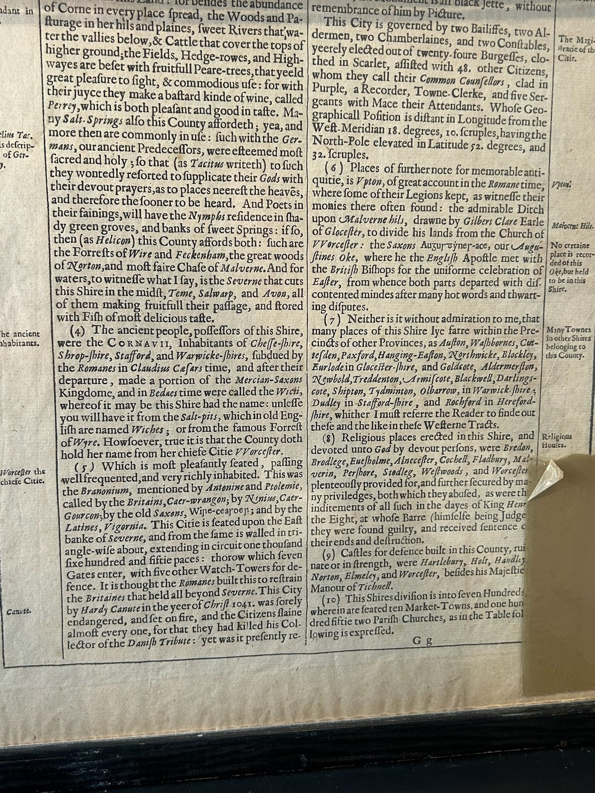 John Speed Worcestershire Map 1610 Hondius Sudbury Humble English Text Framed21