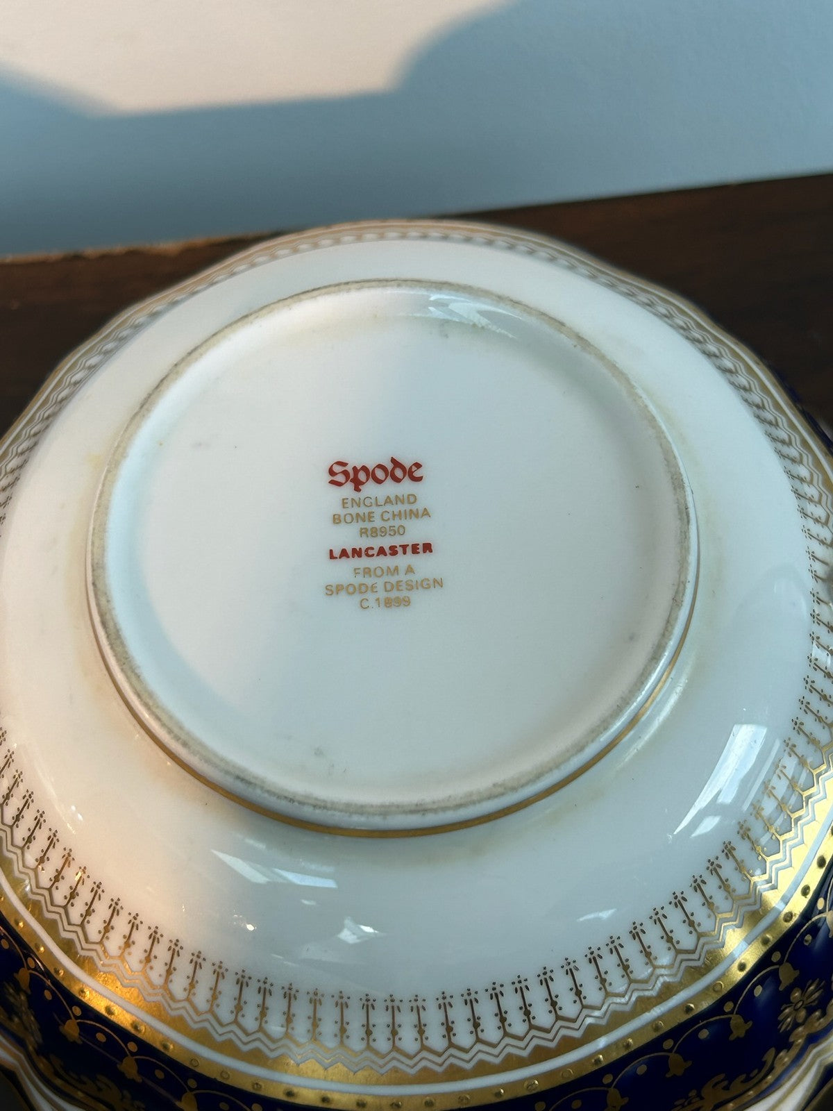 Spode Lancaster R8950 Cobalt Blue Gilt Bone China Cream Soup Bowls Set of Three7