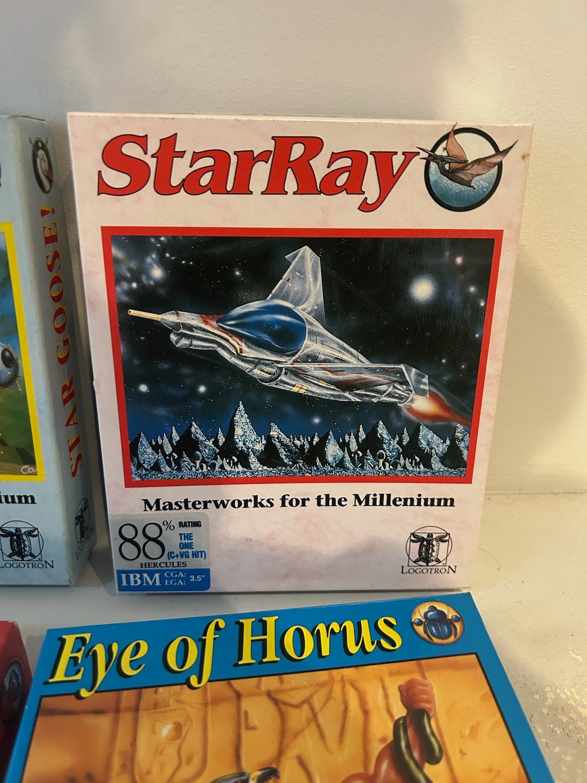 Logotron Big Box PC Games x4 StarRay Star Goose Archipelagos Eye of Horus IBM5