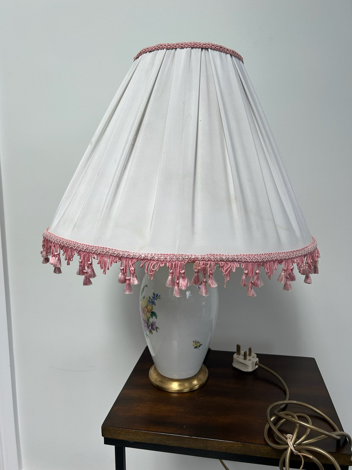 Augarten Vienna Porcelain Table Lamp Hand Painted Floral Bouquet Pattern 50343