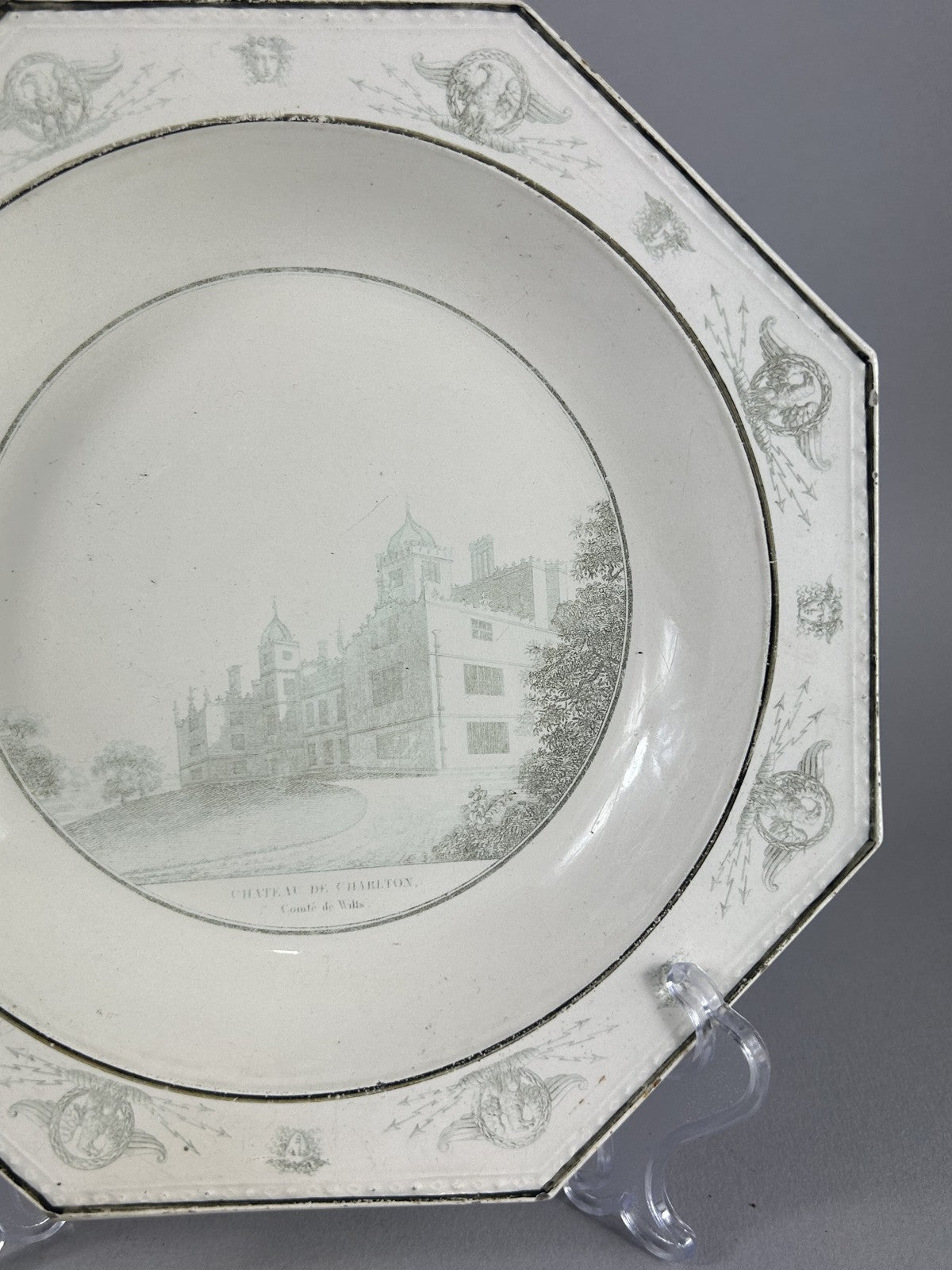 Antique Creil Montereau “Chateau de Charlton” Octagonal Plate 23cm
