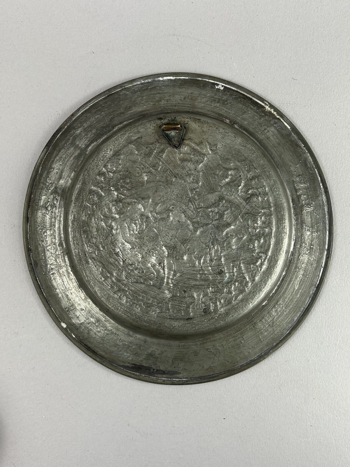Antique Persian Silvered Copper Erotic Nude Figures Dish 23cm