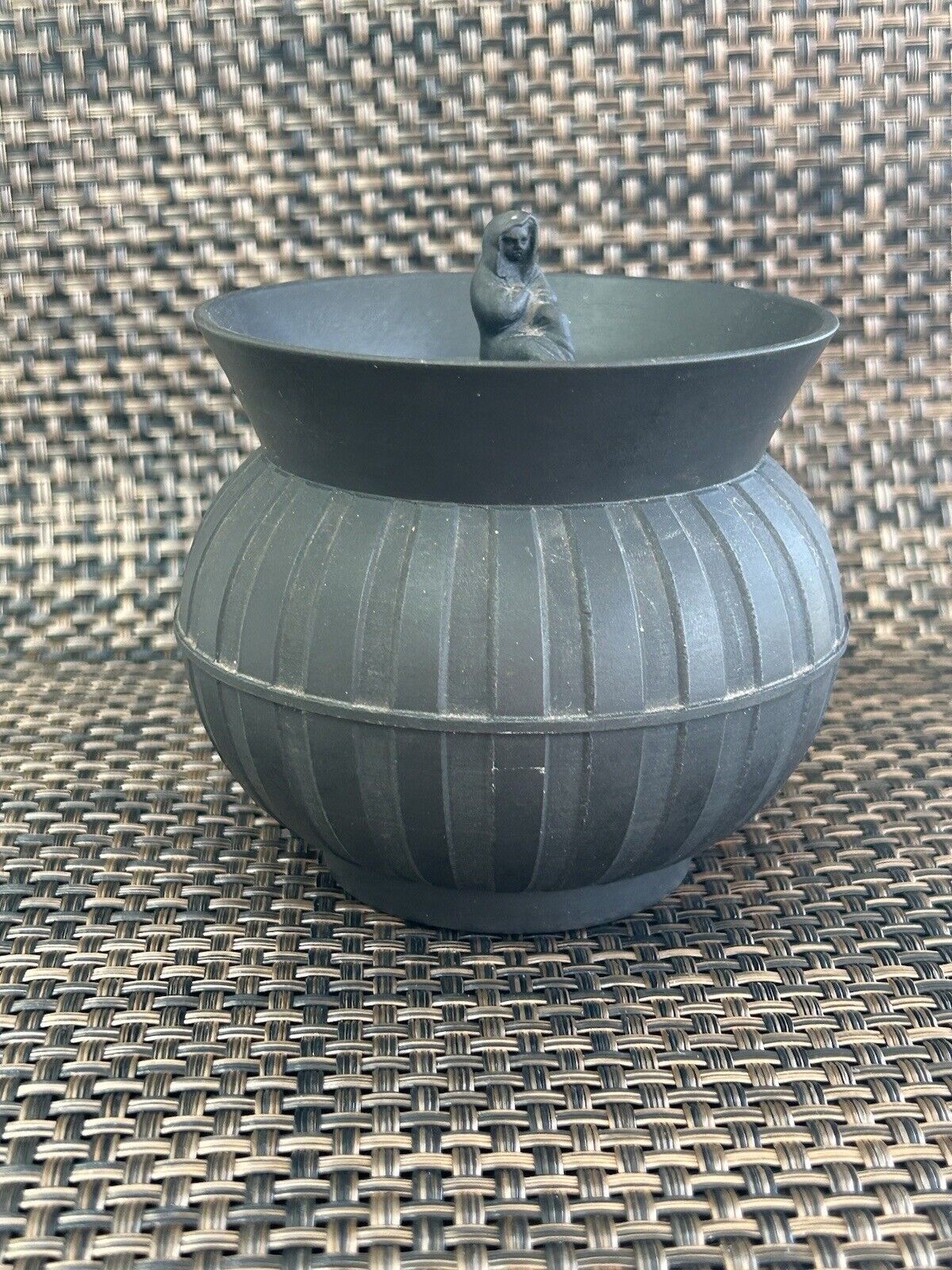 Wedgwood black basalt machine turned jasperware “Parapet” teaset early 20th c