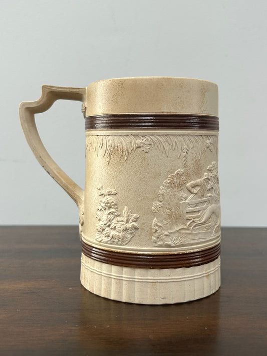 Antique Turner Stoneware Mug Tankard c1810 Sprigged Relief Georgian Drab0