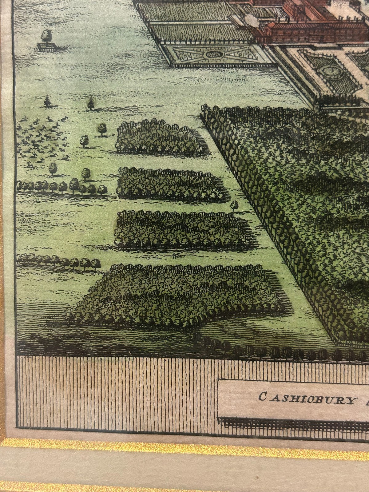 Antique Kip Knyff Cashiobury Hertfordshire Birds Eye View Engraving Framed5