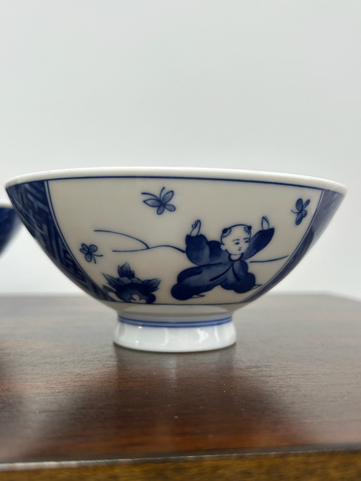 Pair Antique Chinese Blue & White Porcelain Bowls Marks1