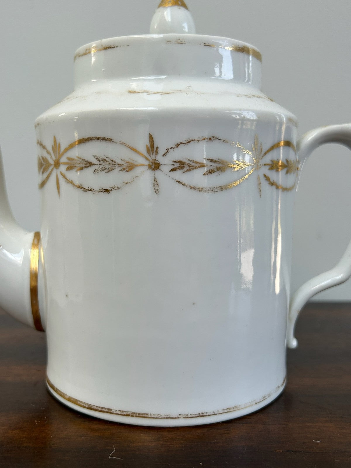 Antique Empire Style White Gilt Porcelain Coffee Pot Animal Head Spout2