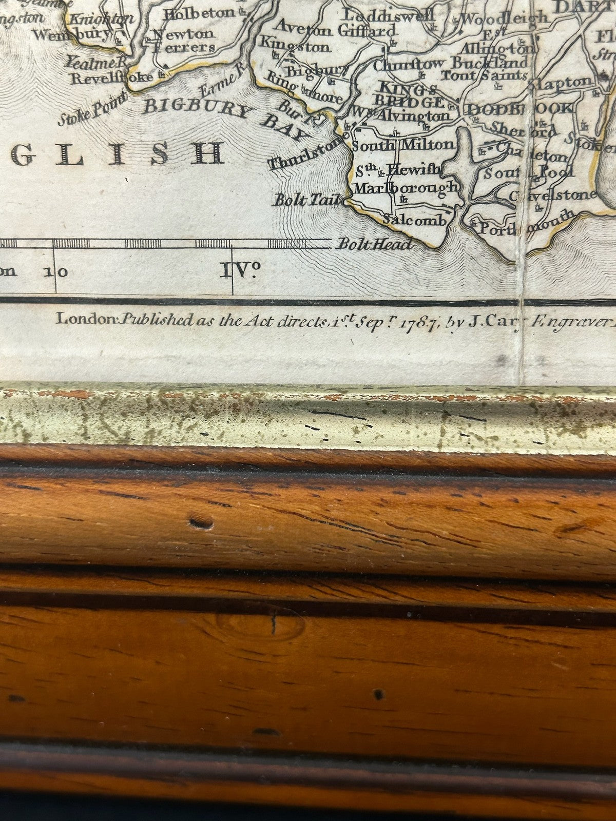 John Cary Devonshire Antique County Map 1787 Hand Coloured Framed 42x36cm5