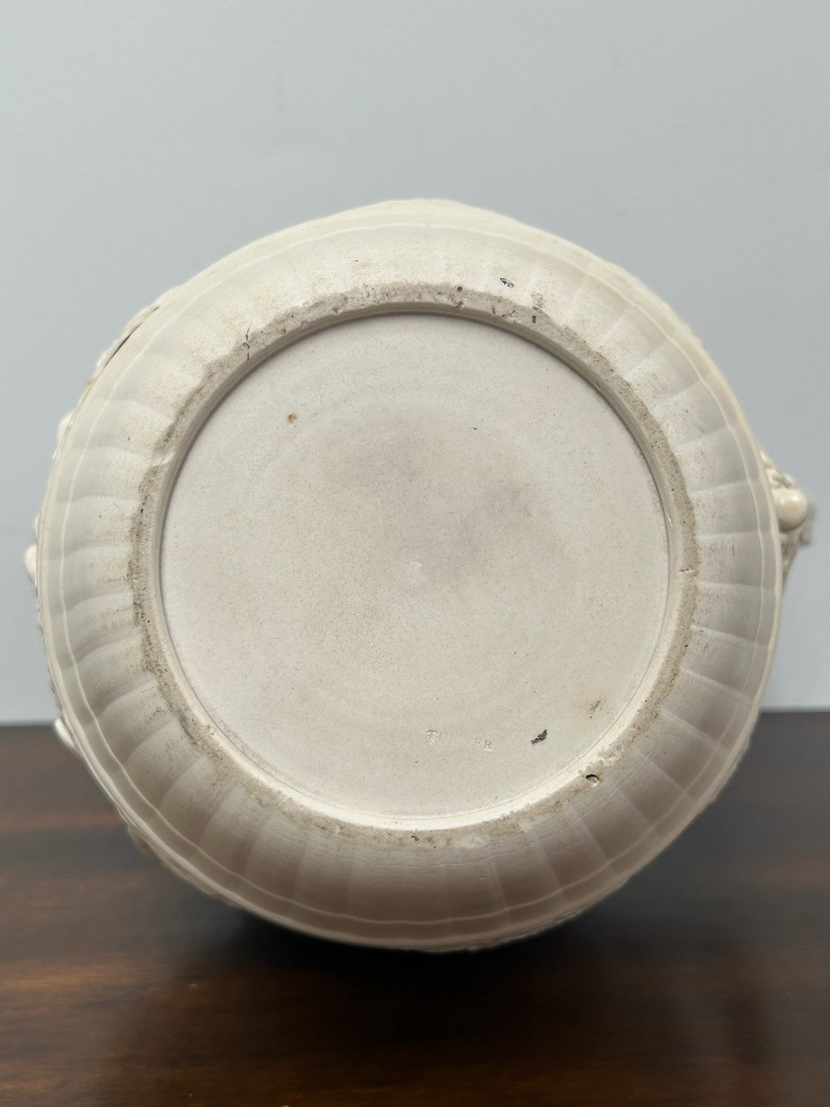 Large Turner Stoneware Silver Lidded Jug 28cm Sprigged Georgian c180010