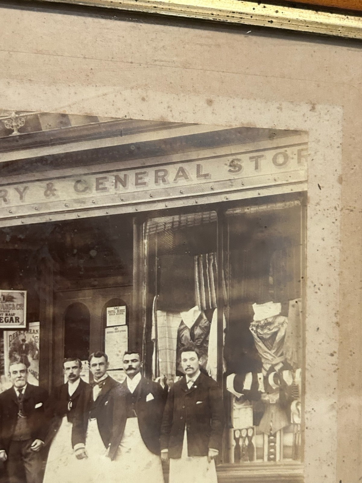 Vintage Photograph Edwardian Shop Front Grocery Drapery Staff Cadbury Framed3