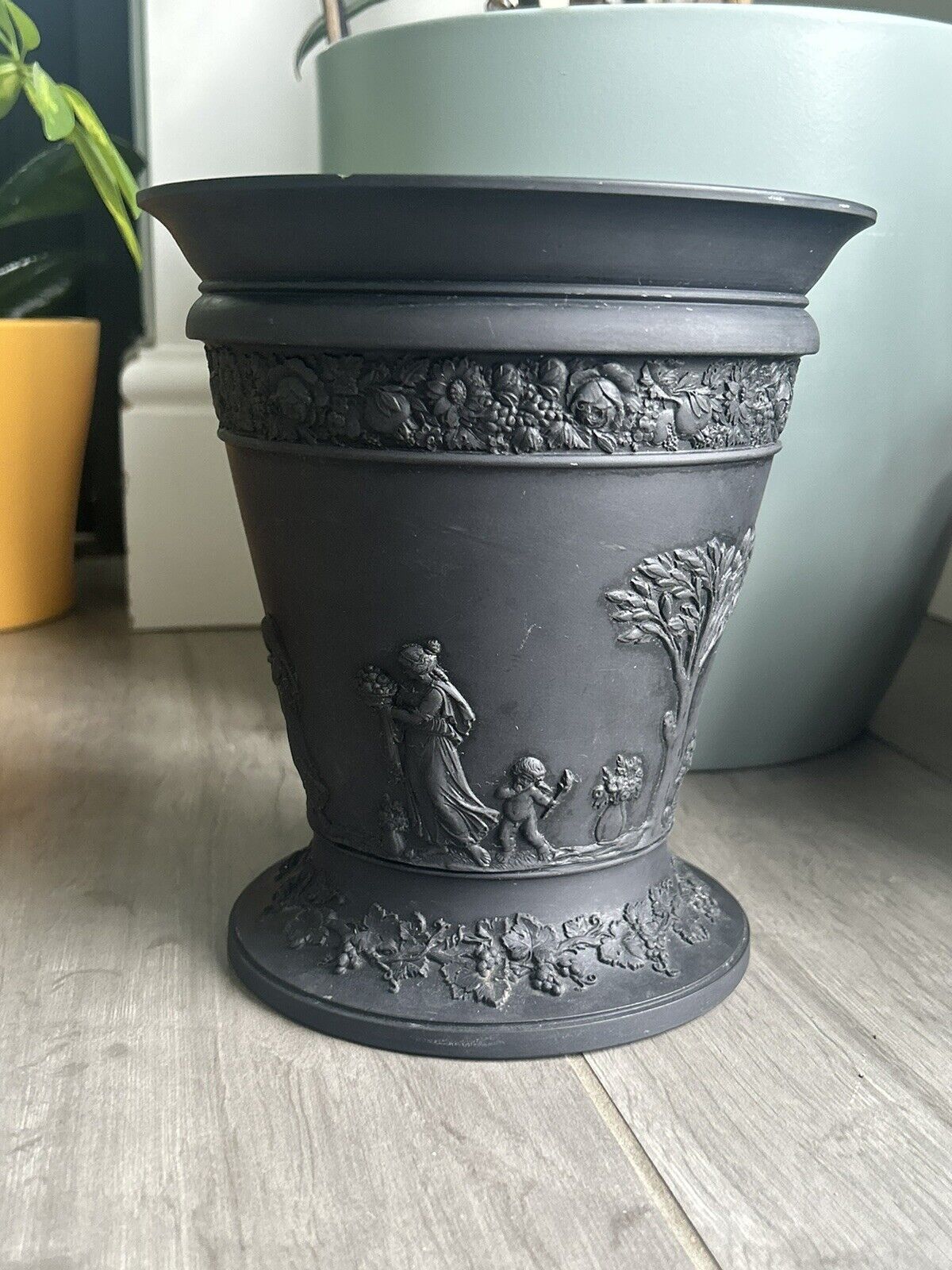 Wedgwood Basalt Jardiniere Planter Black Jasperware Wedgwood Pot