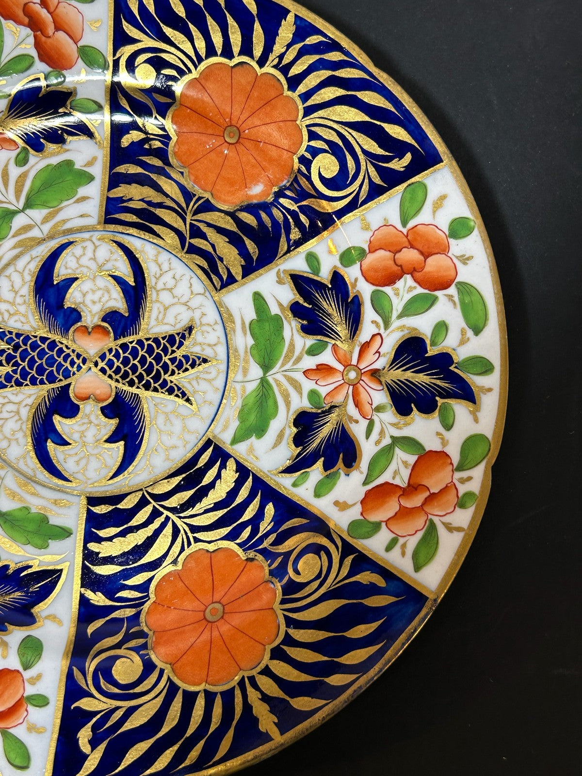 Antique English Porcelain Imari Plate Old Japan Pattern Cobalt Gilt 22cm2