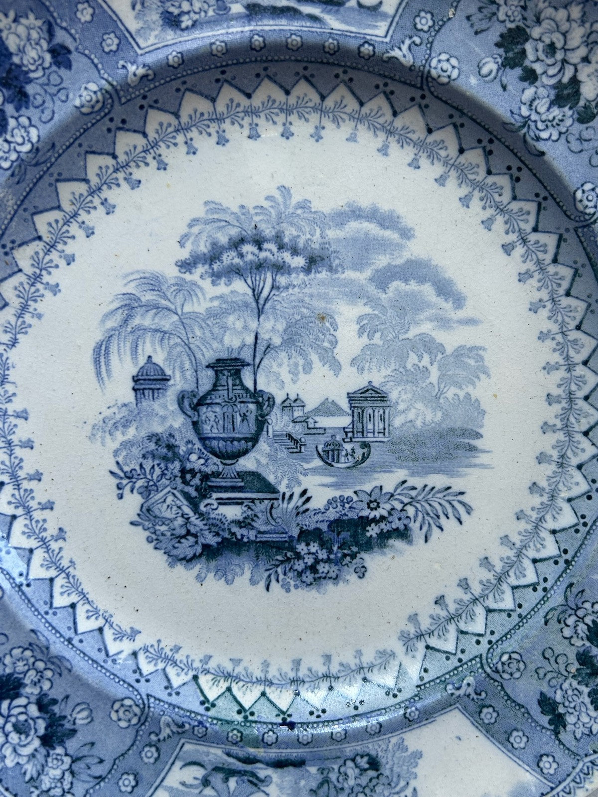Antique Staffordshire Canova Plate Thomas Mayer Blue White Transferware c18301