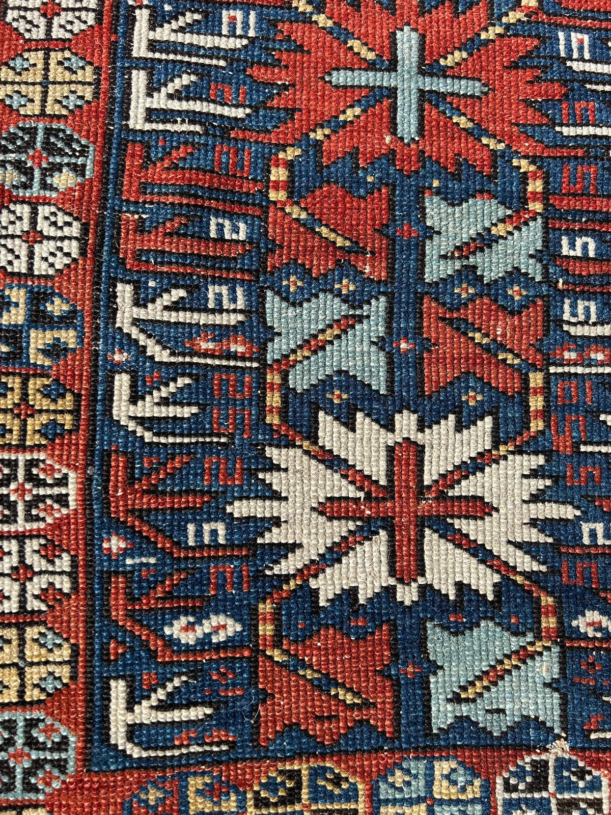 Antique Caucasian Kuba Shirvan Afshan Rug Hand Knotted Wool Blue 19thC 150x100cm4
