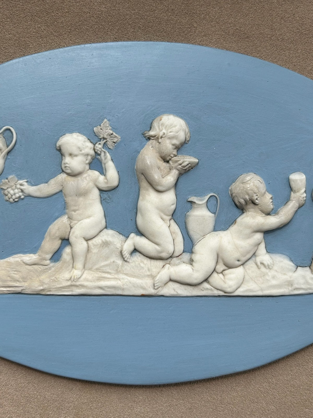 Wedgwood Jasperware Plaque 'Young Bacchus' poss. Bert Bentley Framed2