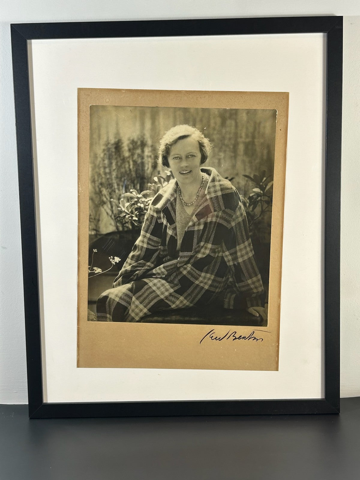 Cecil Beaton Signed Vintage Photograph Portrait Lady in Tartan Framed Original0