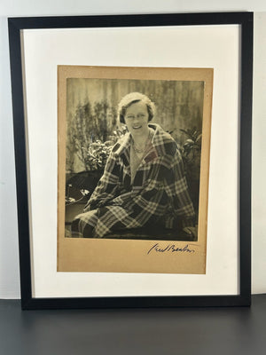 Cecil Beaton Signed Vintage Photograph Portrait Lady in Tartan Framed Original