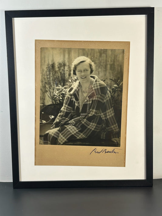 Cecil Beaton Signed Vintage Photograph Portrait Lady in Tartan Framed Original0