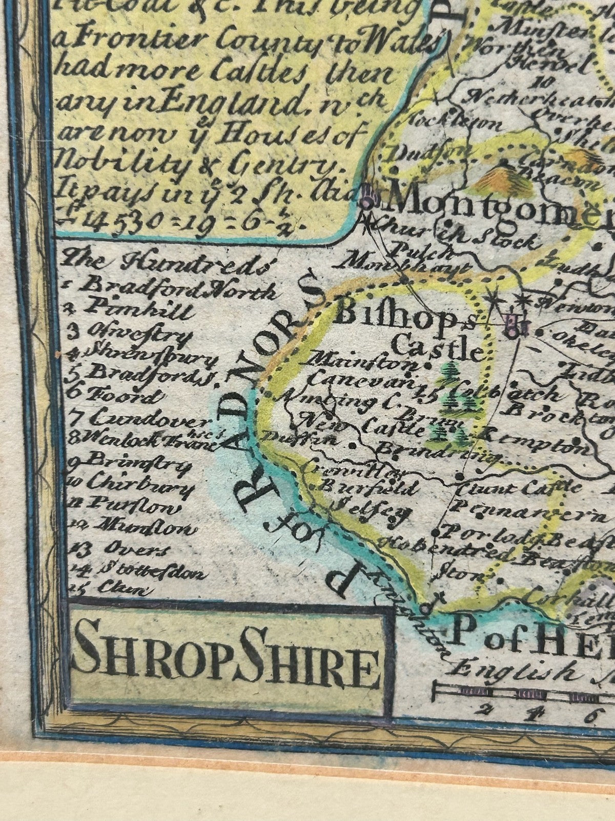 Shropshire Antique County Map 18th Century Hand Coloured Framed Small3