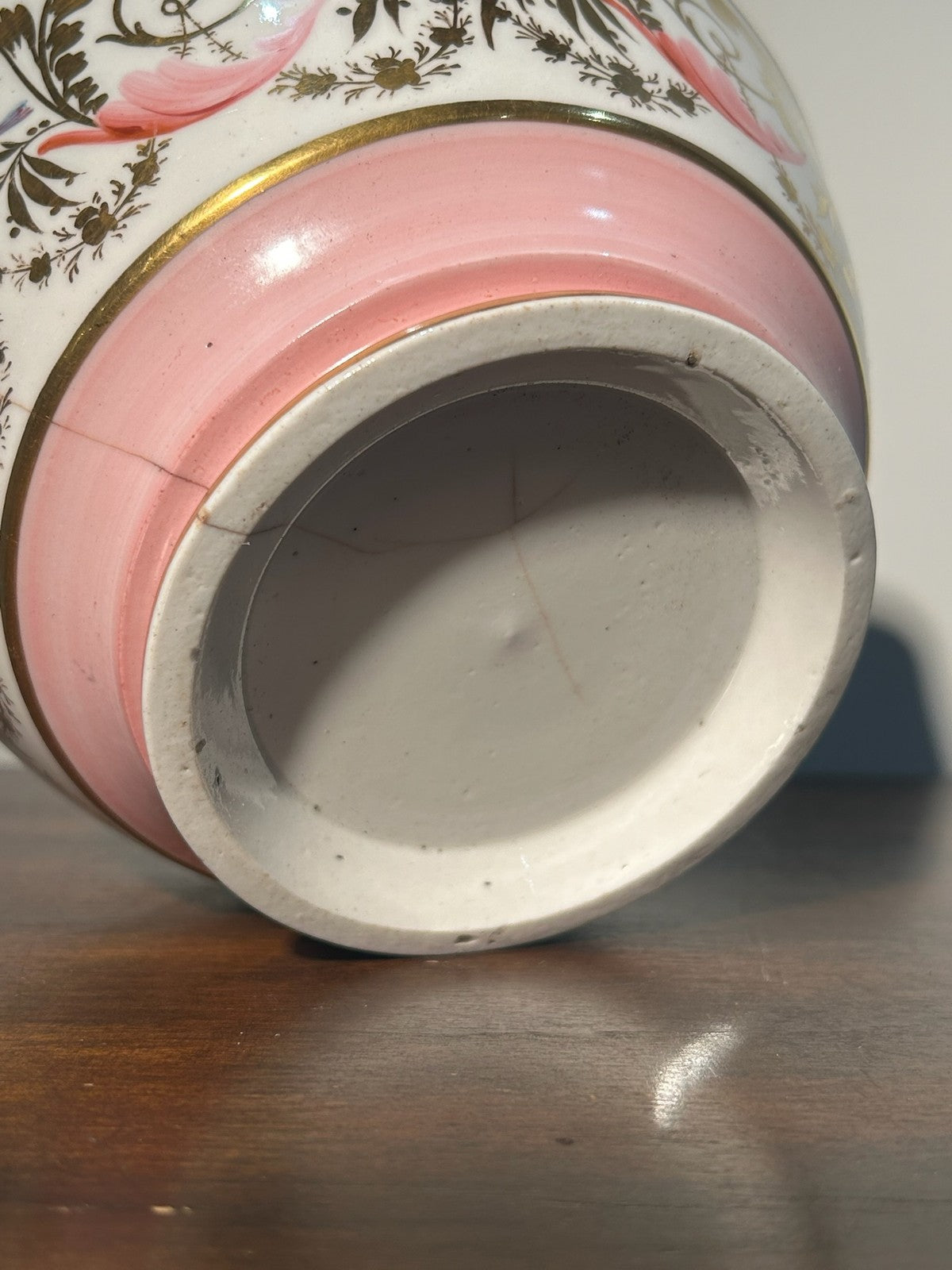 English Regency Porcelain Slop Bowl c.18201840 Hand Painted Birds Pink 17cm7