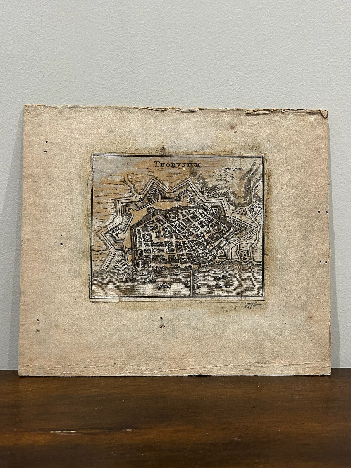 Antique 17th Century Town Plan Thorn Torun Poland Thorunium Copper Engraving0