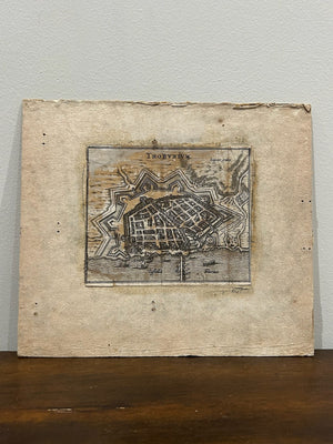 Antique 17th Century Town Plan Thorn Torun Poland Thorunium Copper Engraving