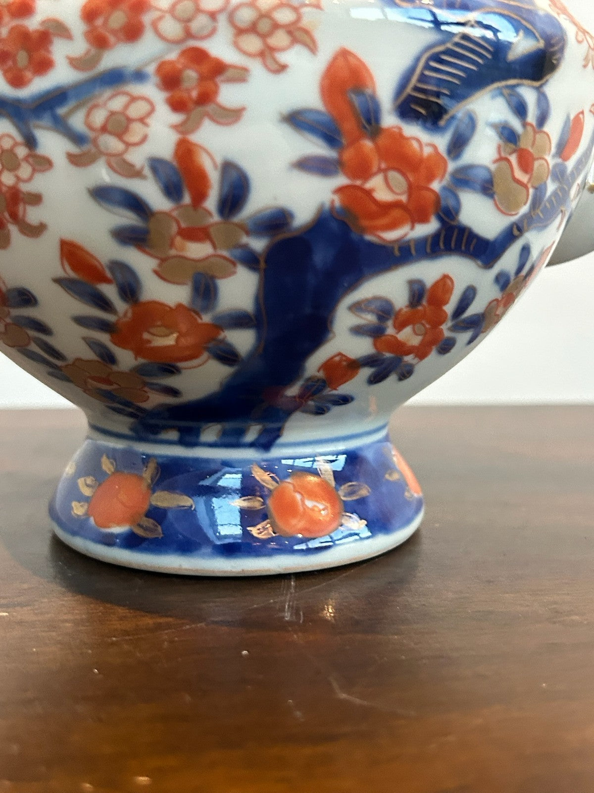 Antique Chinese Export Imari Porcelain Teapot Cover Red Blue Painted 17cm5