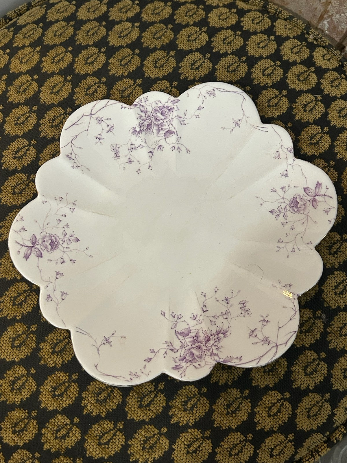 Antique Wileman & Co Foley Scalloped Dish Lilac Floral Sprays Rd 157683 c18901
