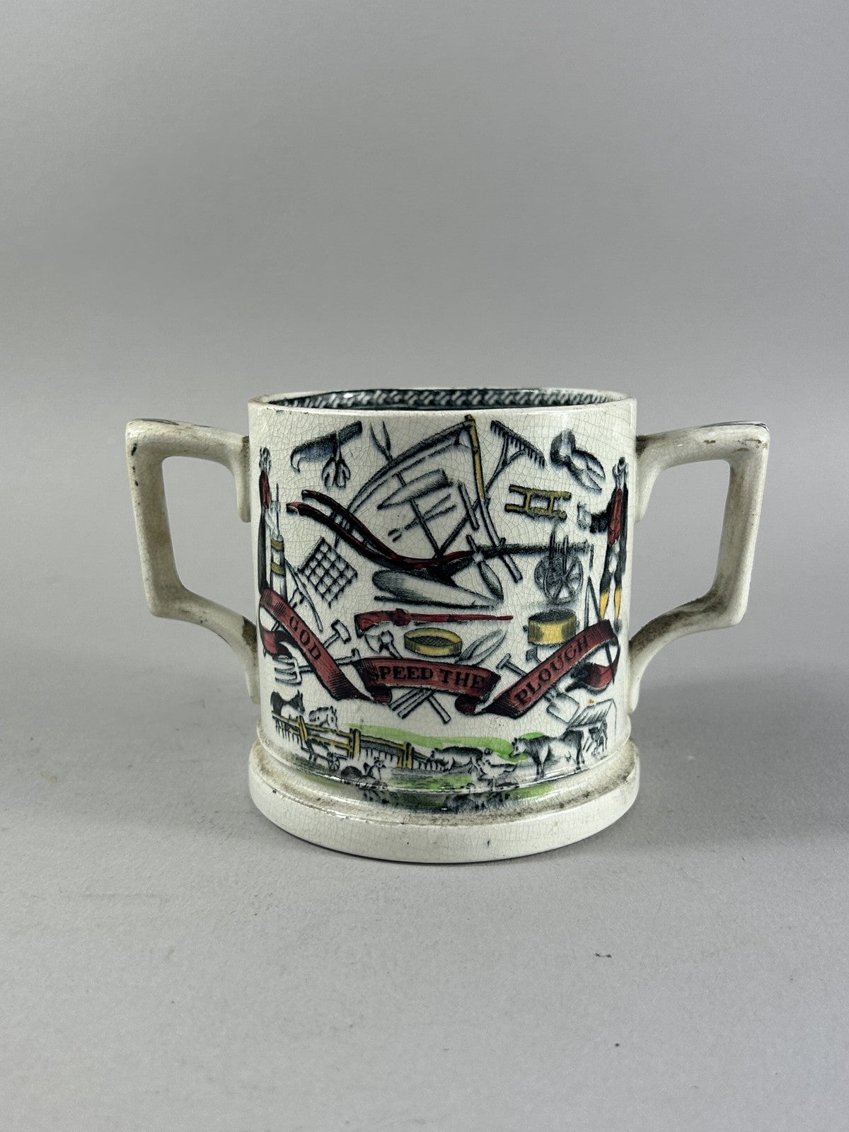 Antique Farmers Arms England “God Speed the Plough” Loving Cup