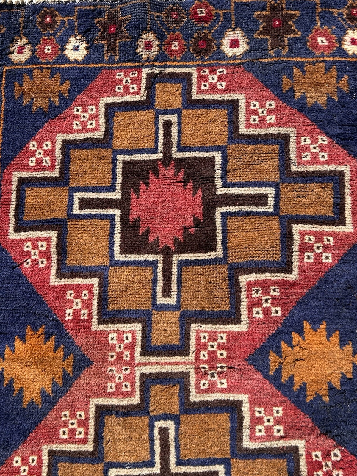 Antique Turkish Anatolian Hand Knotted Wool Rug 131x84cm Tribal Geometric 4