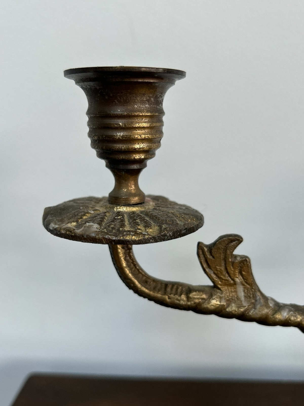 Antique Brass Candlestick Rococo Style Good Condition2