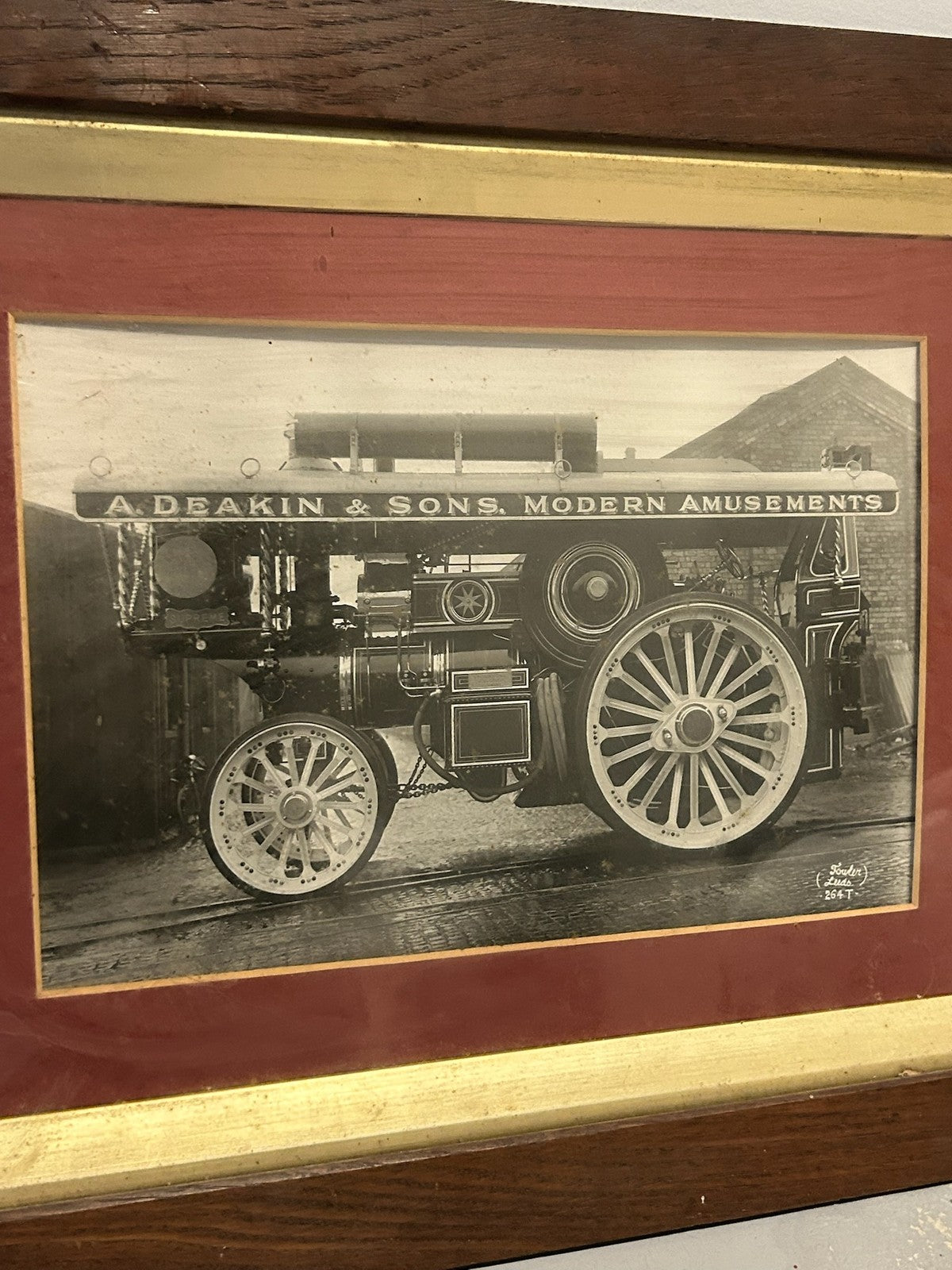 Vintage Photograph Fowler Steam Traction Engine A Deakin and Sons Leeds Framed1