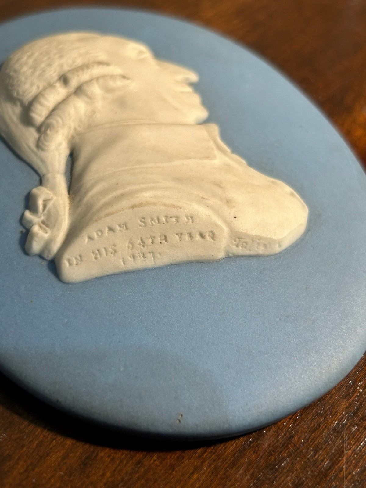 Antique 18thC Wedgwood Blue Jasper Portrait Medallion Adam Smith 1787 Tassie3