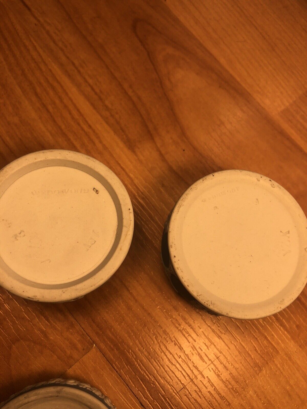 Pair light blue early wedgwood pill boxes - 19th century