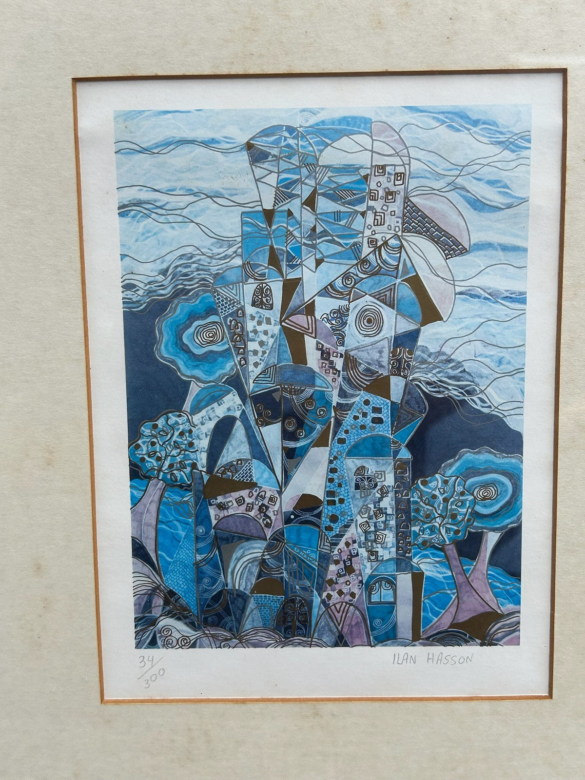 Pair of Israeli Artist Lithographs Framed Signed Vintage MidCentury8