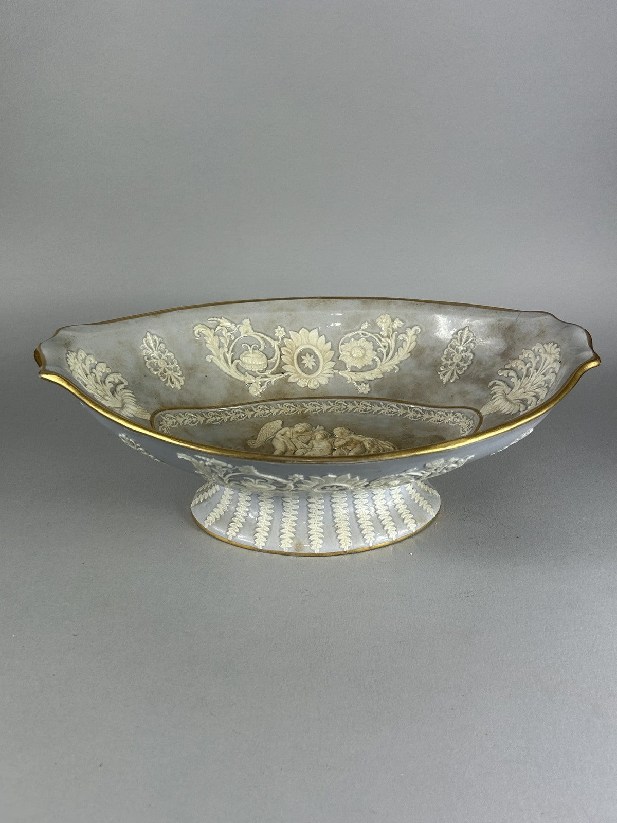 Ridgway 19thC Neoclassical Sprigged Staffordshire Centerpiece Bowl