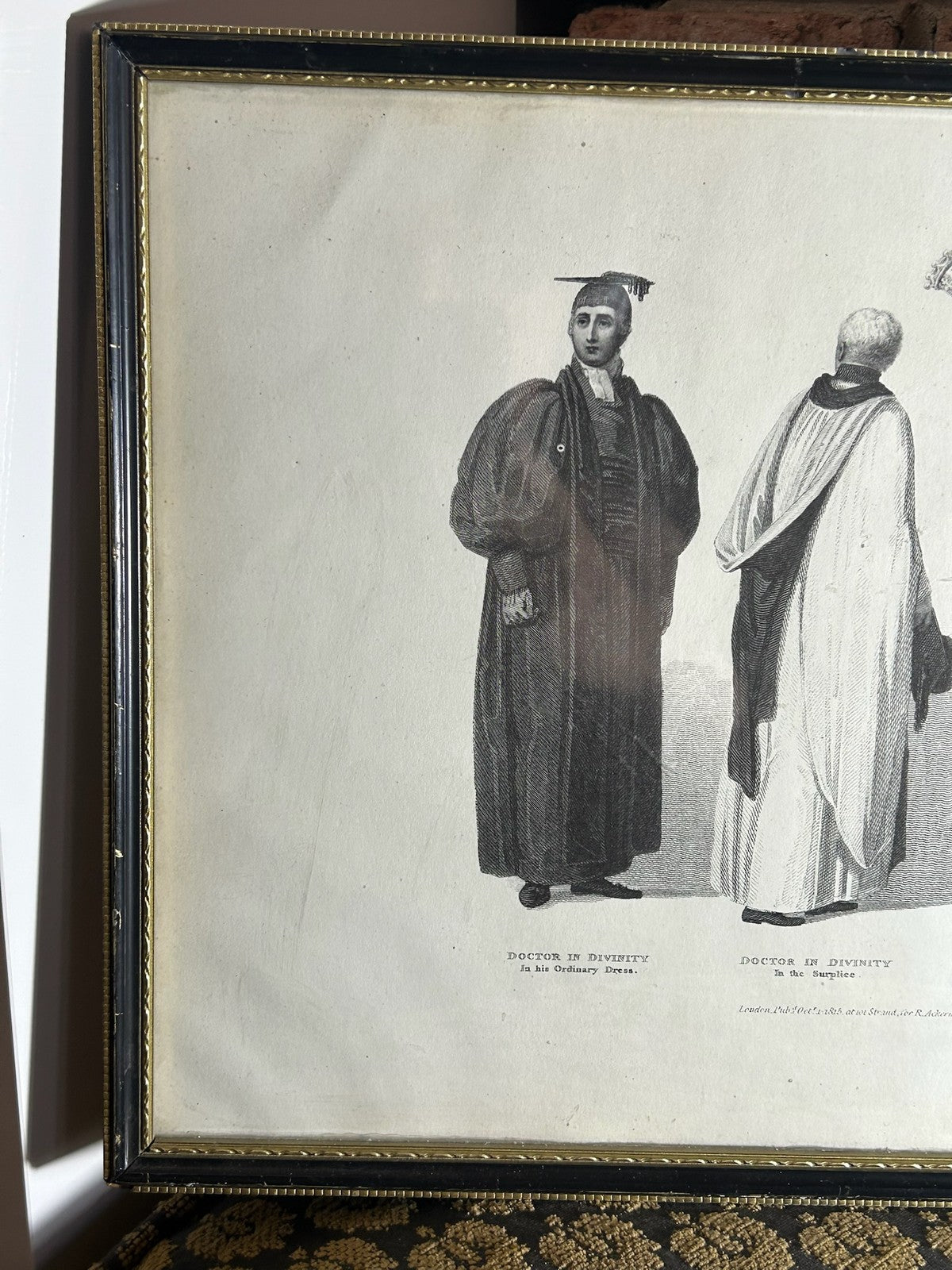 Ackermann History of Cambridge 1815 Aquatint Doctor in Divinity Beadles Framed6