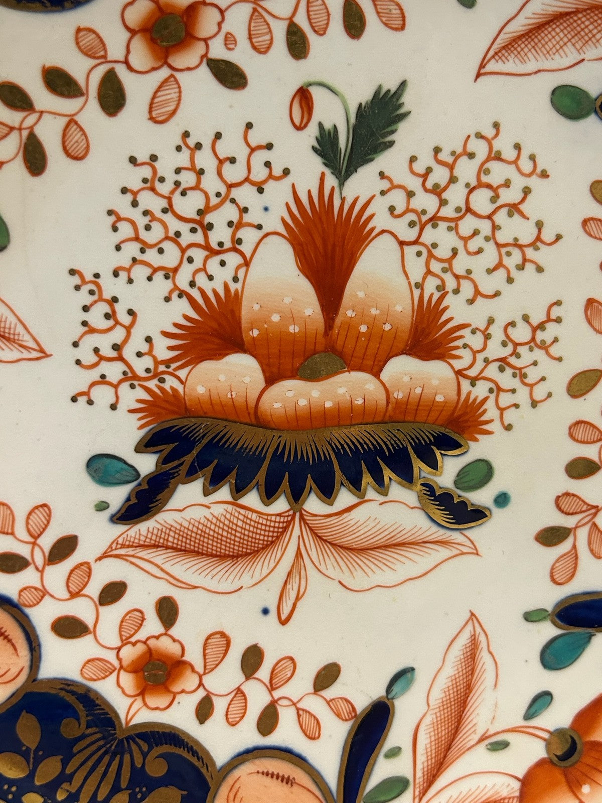 Antique English Porcelain Imari Pattern Plate Iron Red Cobalt Gilt No 318 AF2